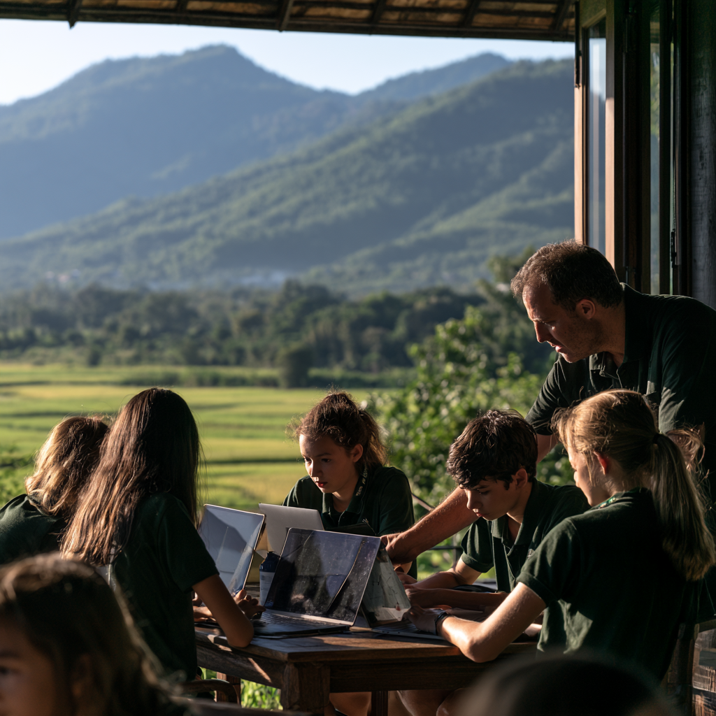 A Foundry Guide supporting a small group learning on laptops